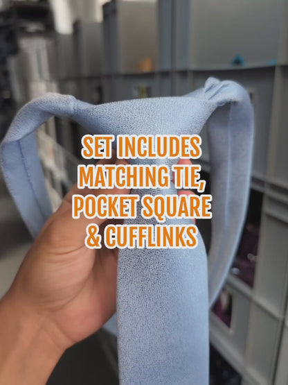 Light Sky Baby Blue Textured Tie Set