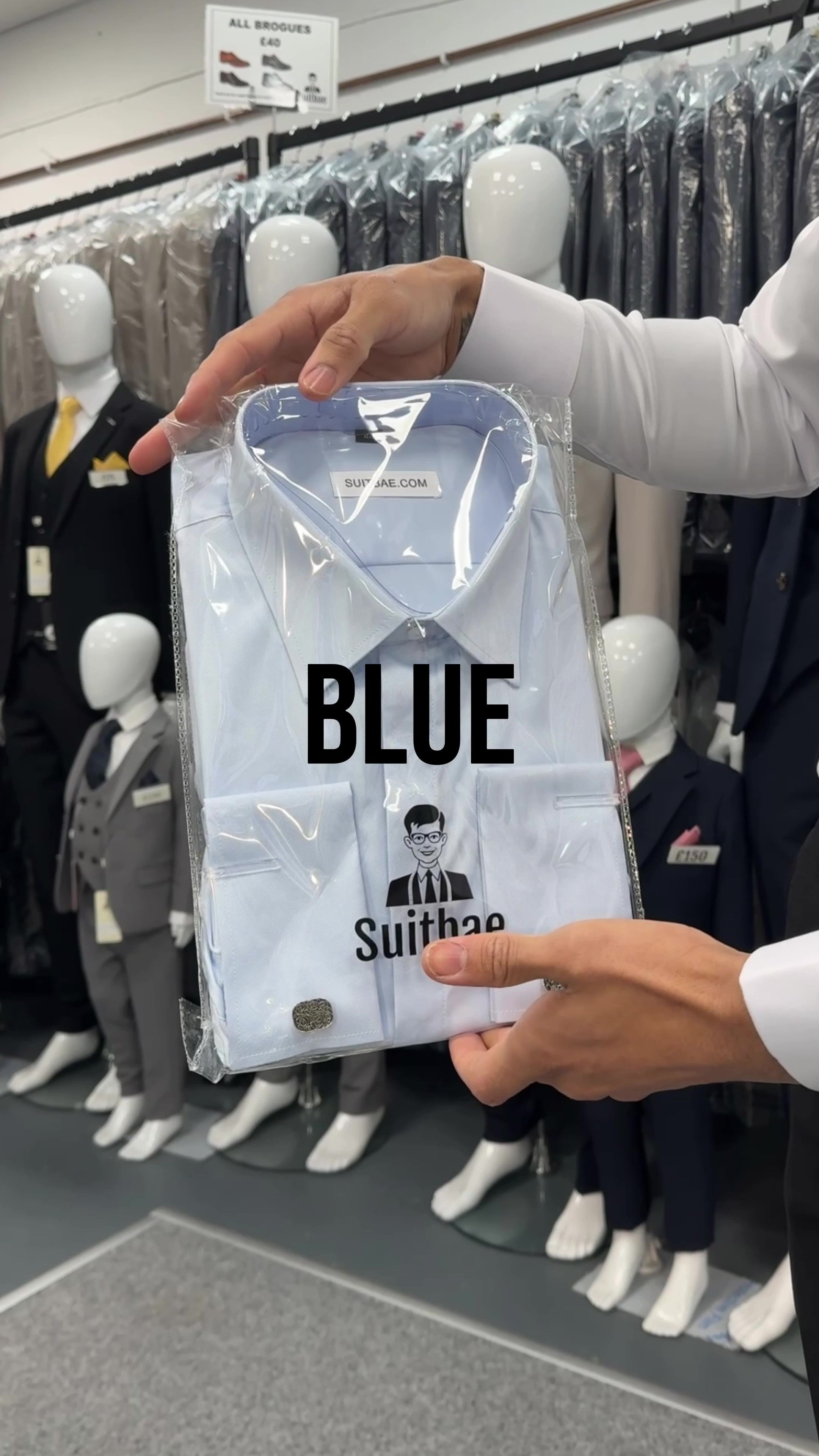 Blue Cufflink Shirt for Men | Stretch Fit Formal Shirt – Suitbae