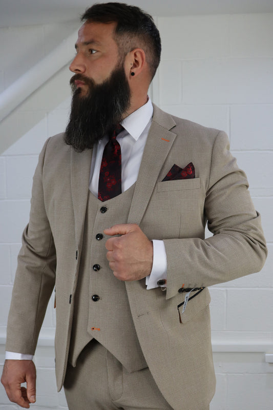 Charles Beige Three Piece Suit