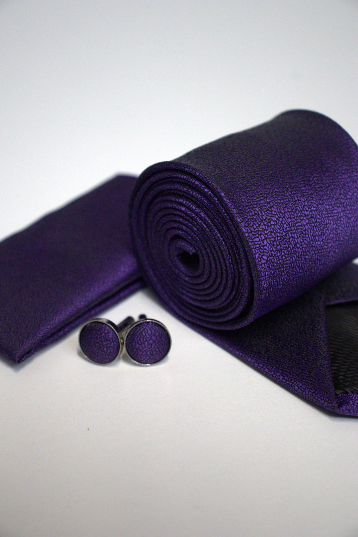 Deep Cadbury Purple Textured Tie Set