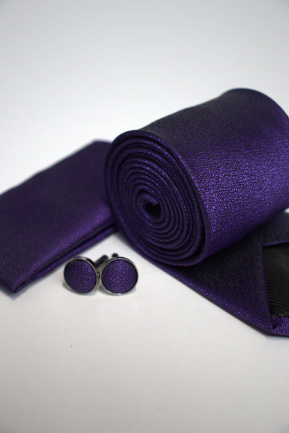 Deep Cadbury Purple Textured Tie Set