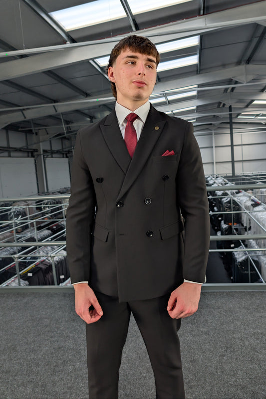 DIABLO Black Double Breasted Three Piece Suit