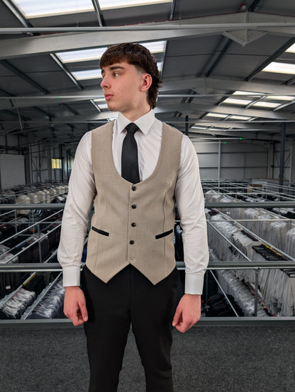 Charles Beige Contrast Three Piece Suit