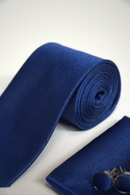 Royal Blue Textured Tie Set