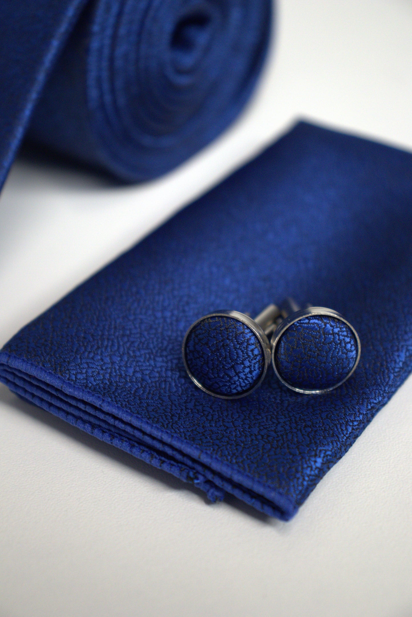 Royal Blue Textured Tie Set