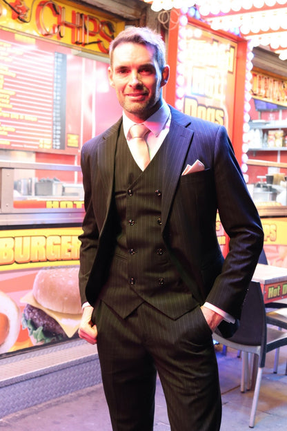 Black Pinstripe Three Piece Suit