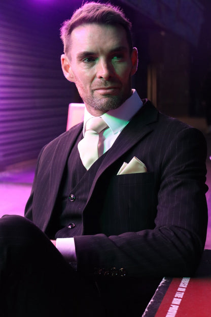 Black Pinstripe Three Piece Suit