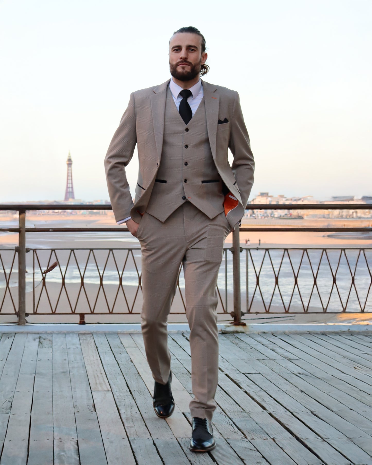 Charles Beige Stretch Trouser