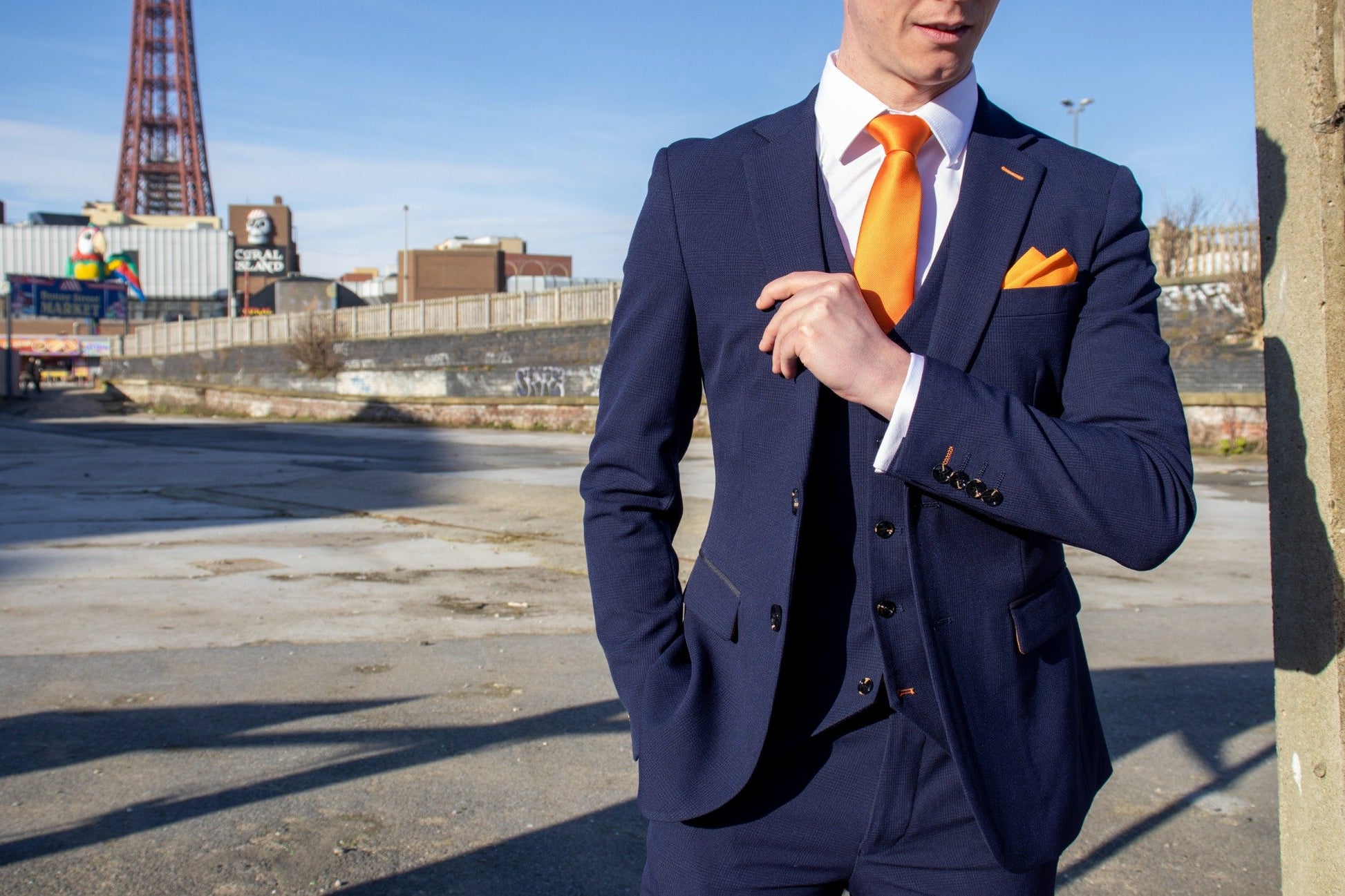 blue suit orange dress Orange Label Navy Slim Fit Suit 54L