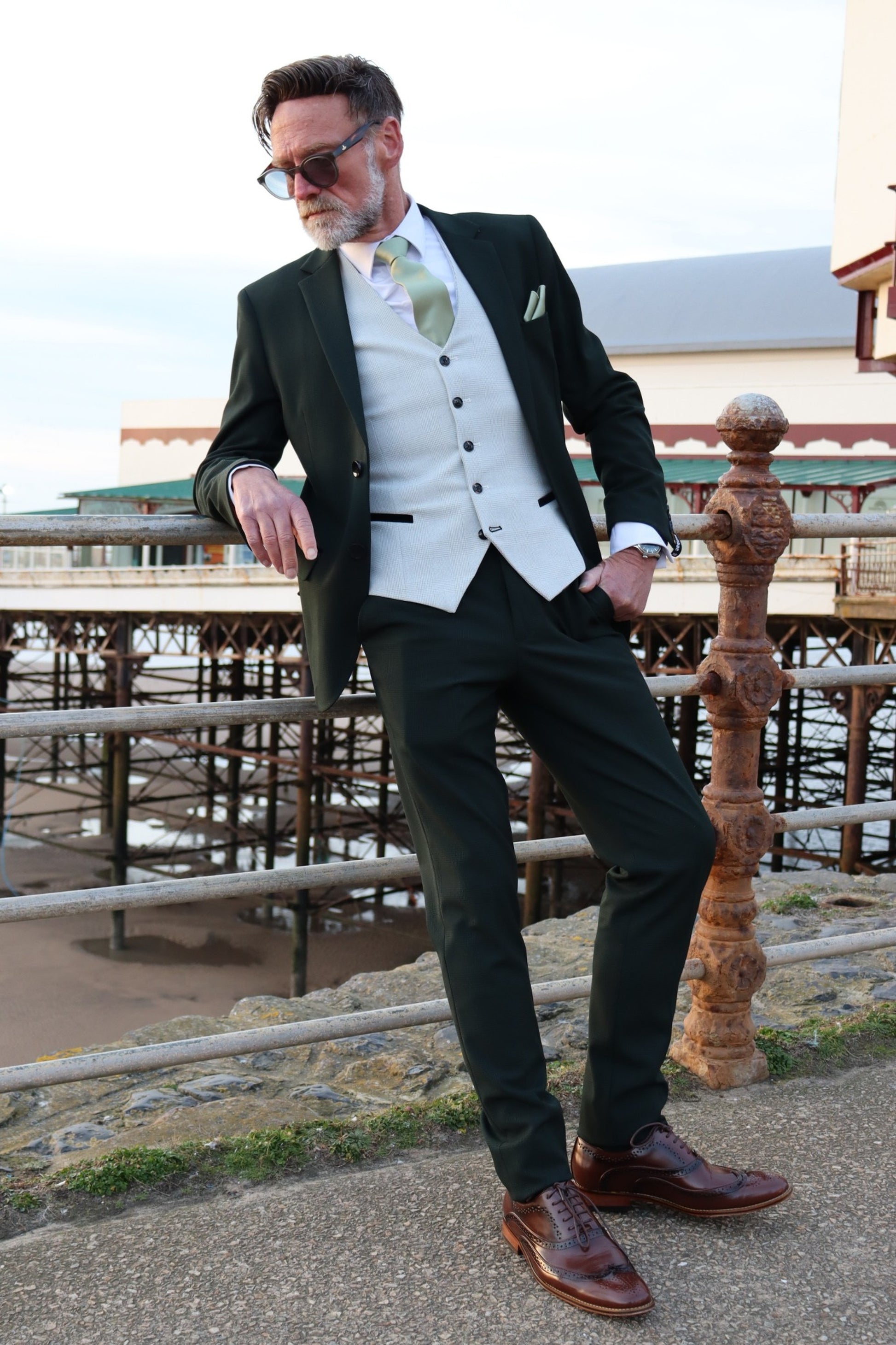 Charles Green Contrast Stone Three-Piece Suit Weddings & Races SUITBAE.COM Charles Green Contrast Stone Three-Piece Suit Weddings & Races SUITBAE.COM