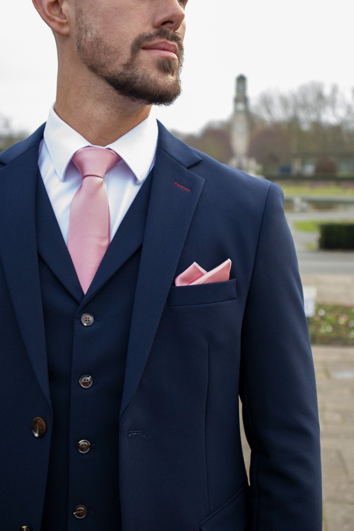 Lawrence Navy Three Piece Suit by SUITBAE styled for photographers, videographers and creative professionals.