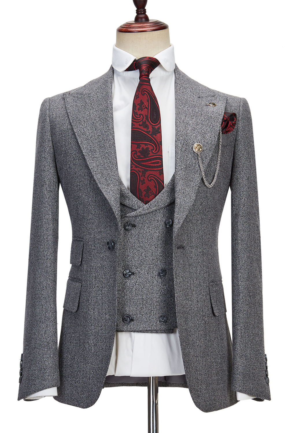 Suitbae Grey Wool Three Piece Suit 🐑