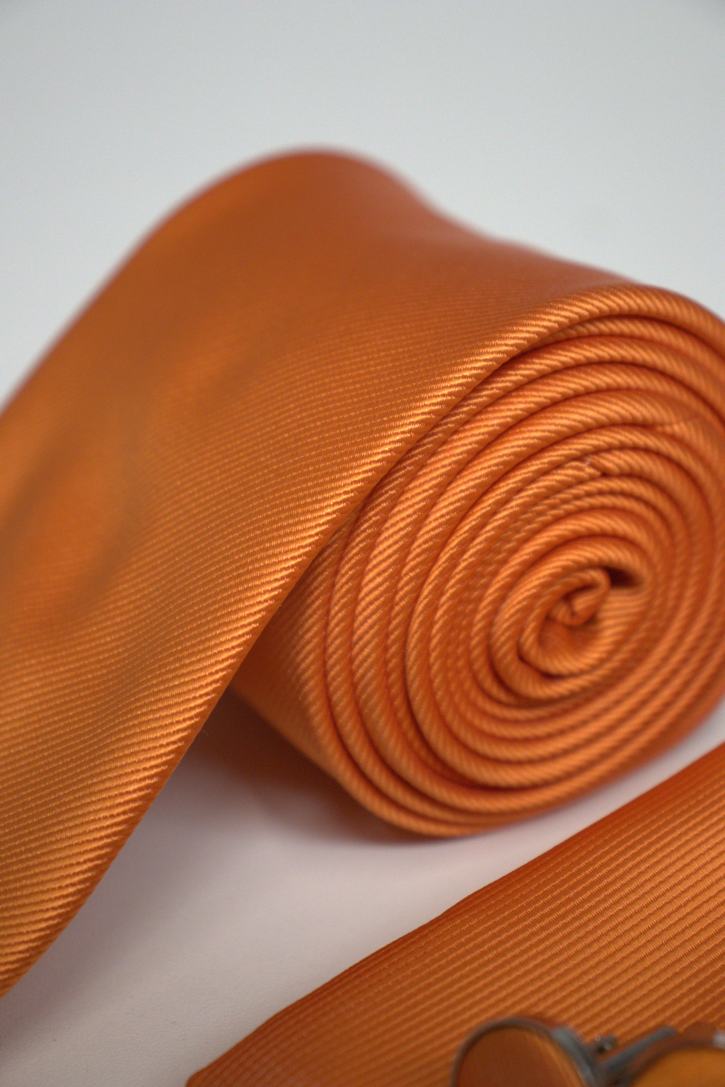 Tangerine Orange Satin Tie Set