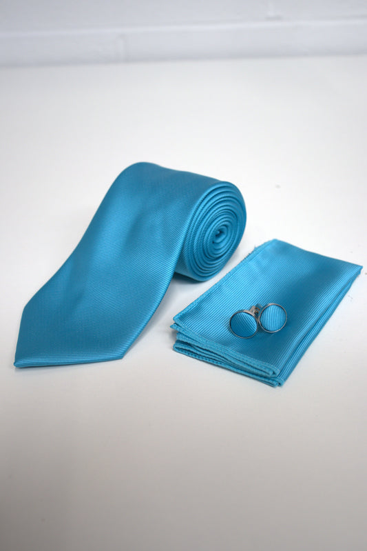 Aqua Tiffany Blue Satin Tie Set