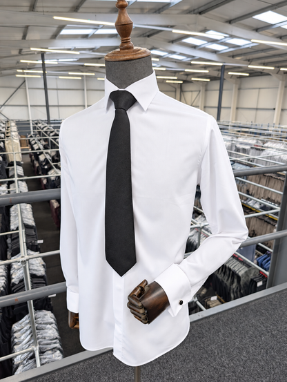 White Stretch Cufflink Shirt