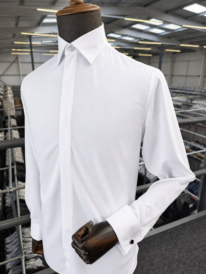 White Stretch Cufflink Shirt