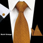 Solid Silk Tie Pocket Square Handkerchief Cufflink Set Necktie Hankie Wedding