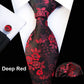 Floral Silk Tie Pocket Square Handkerchief Cufflink Set Necktie Hankie Wedding